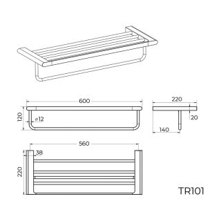 Полка для полотенец Knotlor TR101GM, оружейная сталь